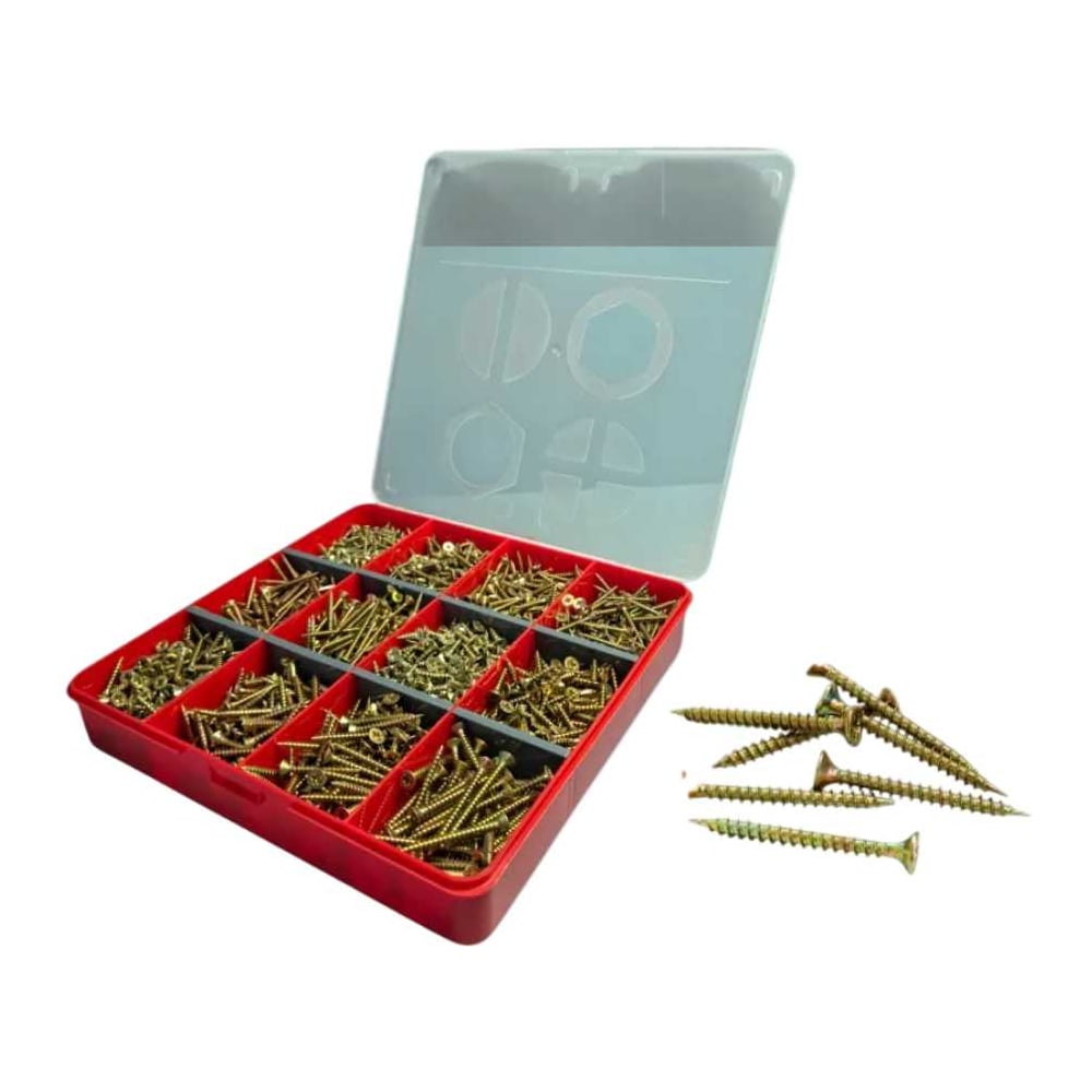 Изображение товара Саморезы по дереву М3 5 М4 50 мм набор 2130 штук оцинкованные потайные с Pozidriv