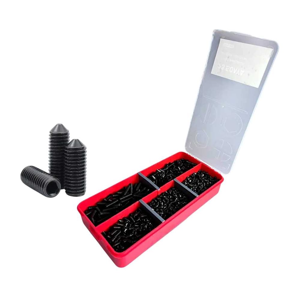 Изображение товара Винты гужоны 23 Болта М6 к.п 12.9 DIN914 в органайзере набор 445 шт. Изображение товара Винты гужоны 23 Болта М6 к.п 12.9 DIN914 в органайзере набор 445 шт.