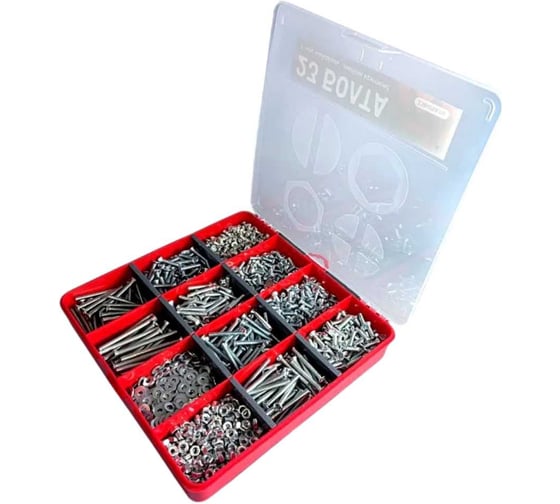 Изображение товара Винты 23 Болта потай ОЦ М6 DIN965 с гайкой,шайбой органайзер НАБОР2 20000004