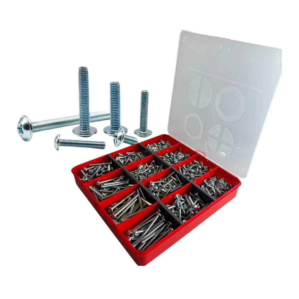 Изображение товара Набор винтов М6 с прессшайбой для мебели 315 штук DIN 967
