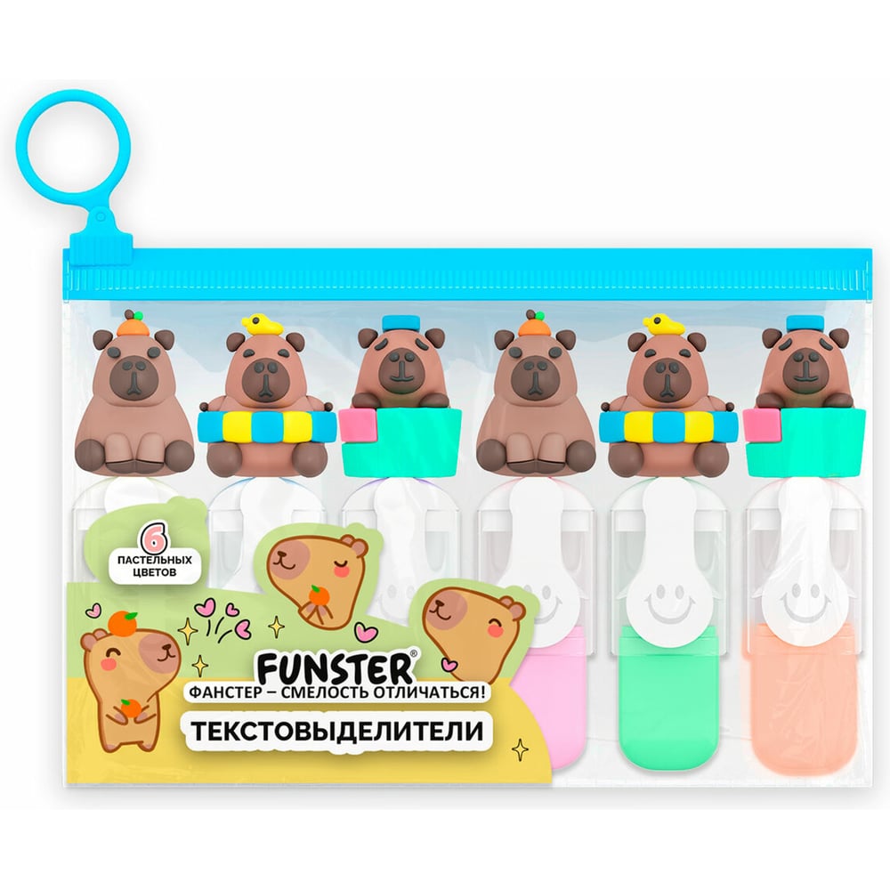 Изображение товара Набор текстовыделителей с топперами ОФИСМАГ 6 цветов пастель FUNSTER 152651