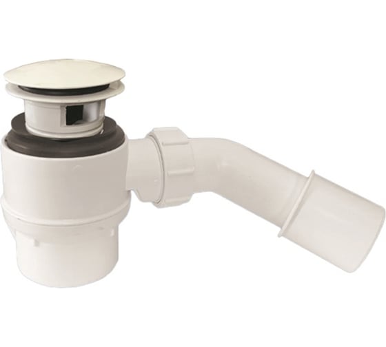 Изображение товара Сифон McAlpine для ванн с внутр. переливом, тип кнопка (выпуск D70мм) с трубкой 40/50, цвет-белый MRB15-WH