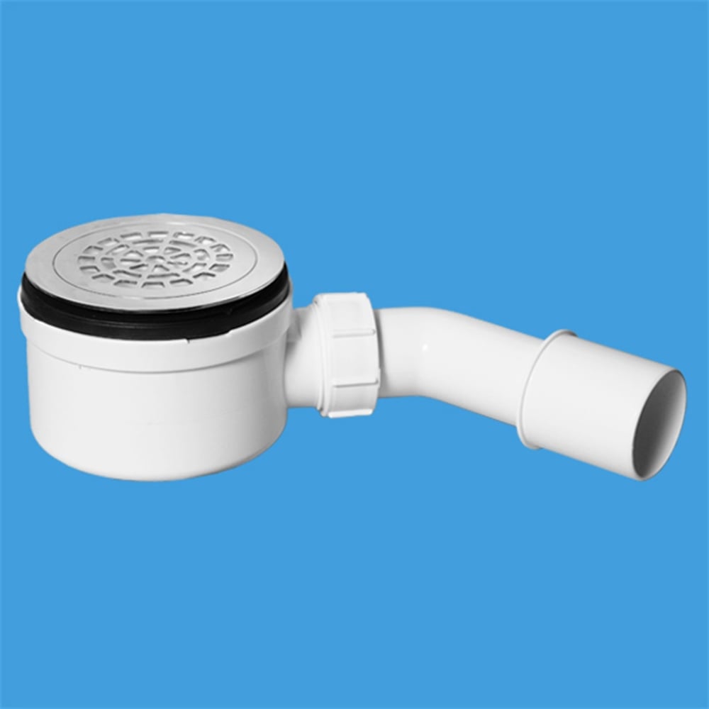 Изображение товара Трап для поддона McAlpine выпуск 110 мм, белый с хромированной решеткой