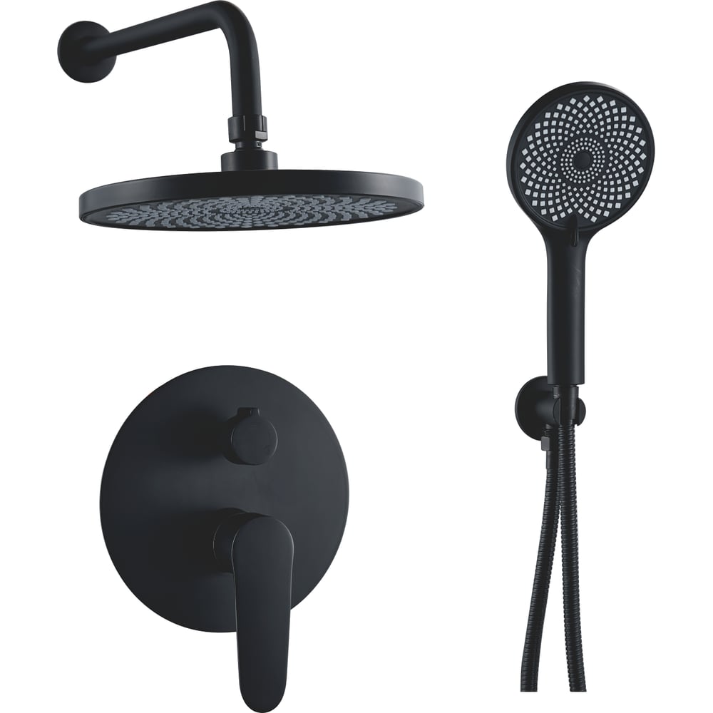 Изображение товара Душевая система скрытого монтажа OUTE черная латунь T21000H-2 для ванной комнаты