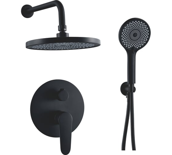 Изображение товара Душевая система OUTE скрытого монтажа, монтируемая в стену, цвет черный, выполнена из латуни T21000H-2