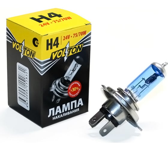 Изображение товара Лампа VOLTON галогенная, H4, 24 В, 75/70 Вт, Р43t +30% VLT1403U