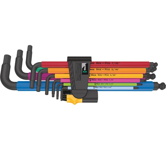 Изображение товара Набор Г-образных дюймовых ключей WERA 950/9 Hex-Plus Multicolour Imperial 2, 9 предметов WE-022640