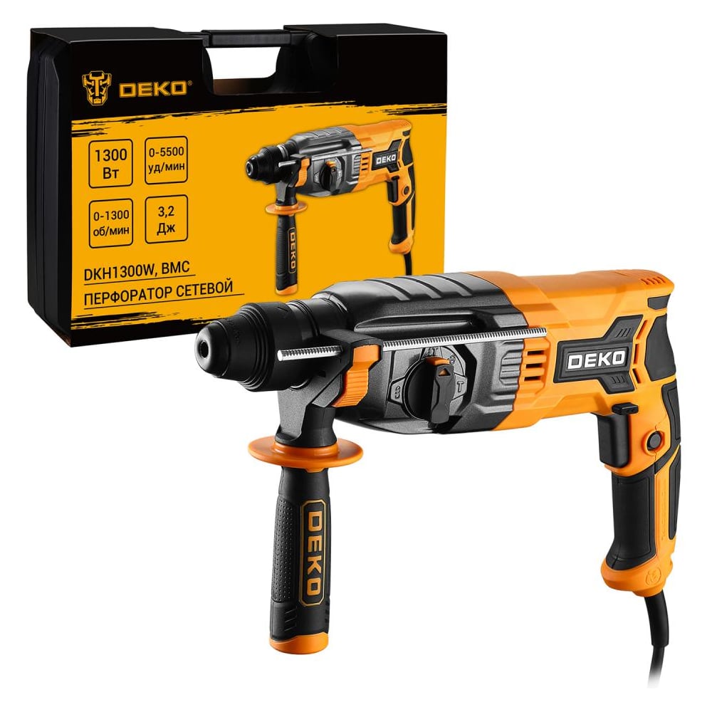 Изображение товара Перфоратор сетевой DEKO DKH1300W 1300Вт в кейсе для монтажа и строительных работ