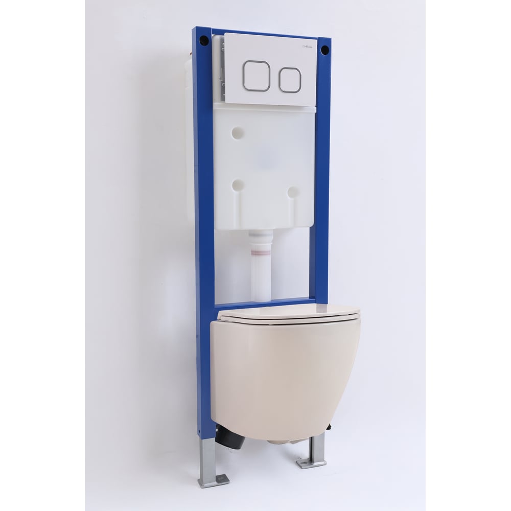 Изображение товара Комплект Alcora Encanto CO DP инсталляция Grant SLIM с кнопкой белого цвета