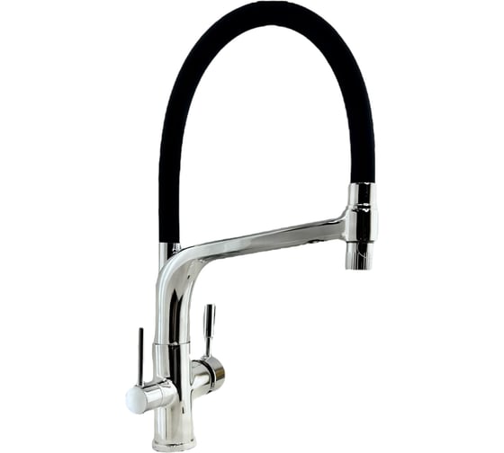 Изображение товара Смеситель для кухни ALOUTE с гибким изливом и дополнительным выводом под фильтр, черный хром A61313-2