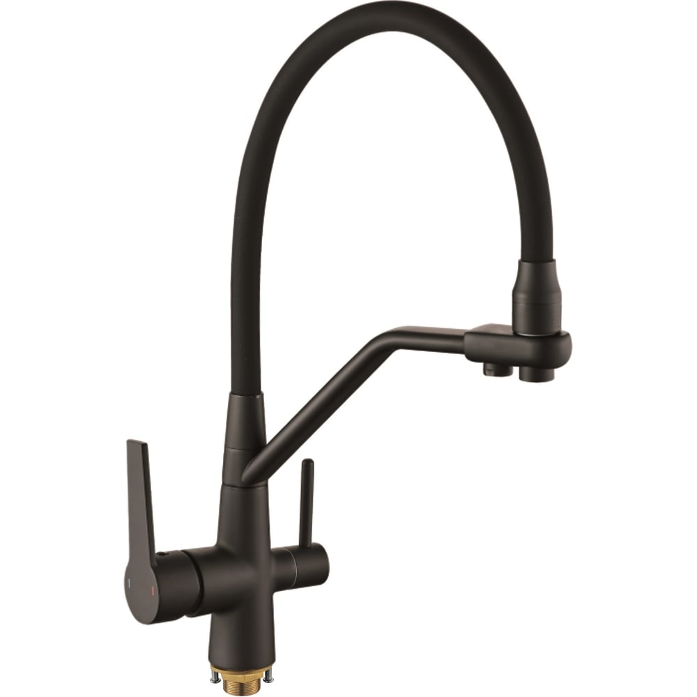 Изображение товара Смеситель для кухни ALOUTE черный с аэратором и гибким изливом