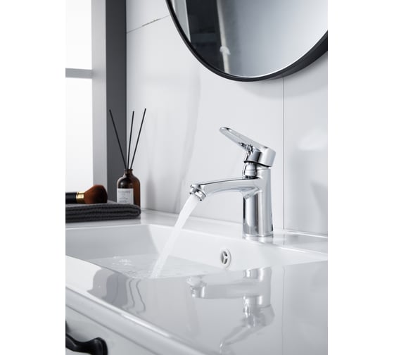 Изображение товара Смеситель для умывальника ALOUTE Тюльпан с коротким изливом, хром, крепление на гайке A0601