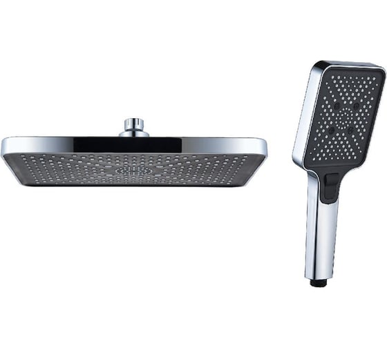 Изображение товара Комплект леек для душа ALOUTE душевая лейка и тропическая лейка из ABS-пластика, цвет хром/черный AHL101T