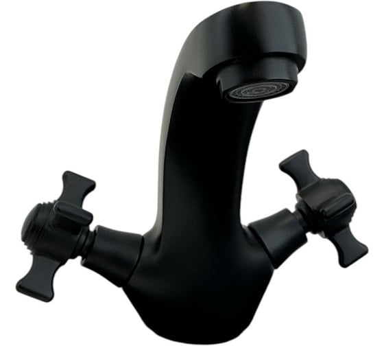 Изображение товара Смеситель для умывальника ALOUTE тюльпан, вентильный, с коротким изливом, черный матовый, крепление на гайке A6301H