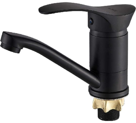 Изображение товара Смеситель для умывальника ALOUTE со средним изливом, черный, крепление на большой гайке A0103DH