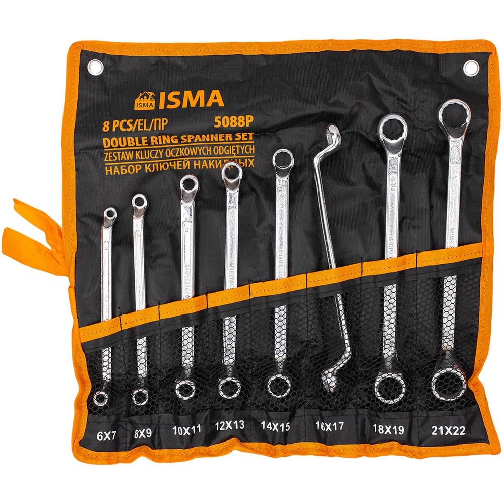 Изображение товара Набор накидных ключей ISMA 8 предметов 6-22 мм антикоррозийное покрытие