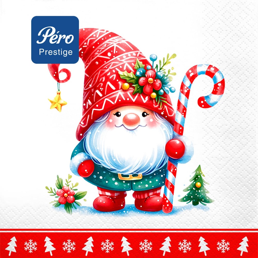 Изображение товара Салфетки бумажные сервировочные Pero Prestige Домовенок, трехслойные, 20 шт