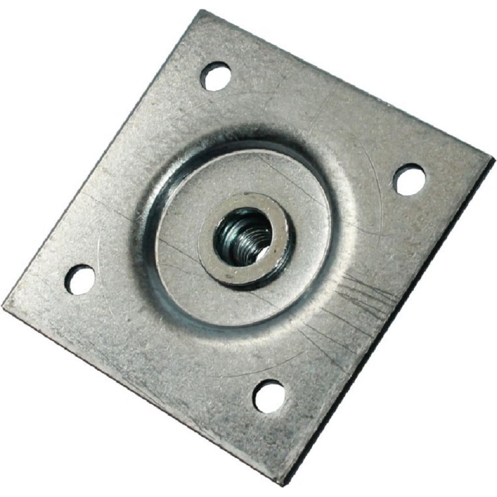 Изображение товара Опорная пластина LUCKY Guy ЛАЙТ 57х60х1,5мм с гайкой М8 оцинкованная 50 шт