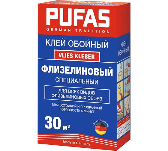 Изображение товара Специальный флизелиновый клей PUFAS 30 М2 200 Г М 023018092