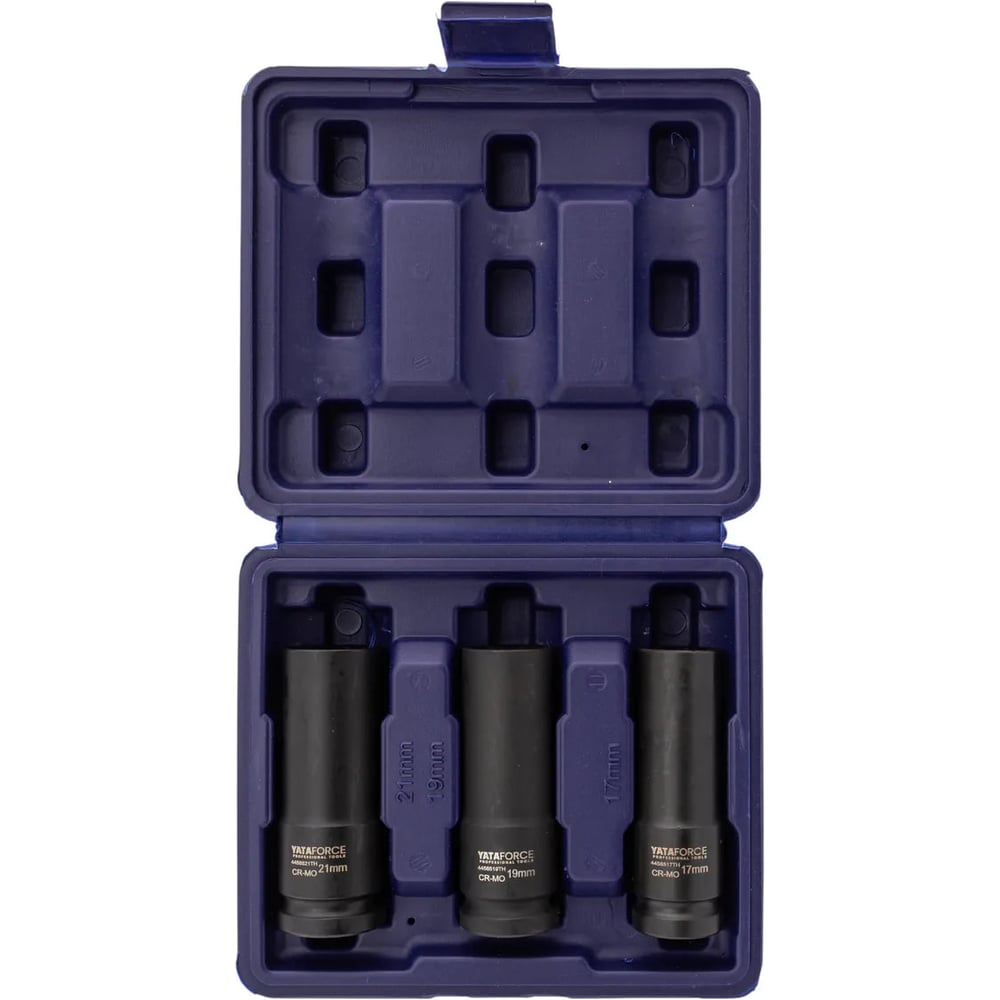 Изображение товара Набор ударных головок YATAFORCE 3 предмета 17 19 21 мм CrMo кейс