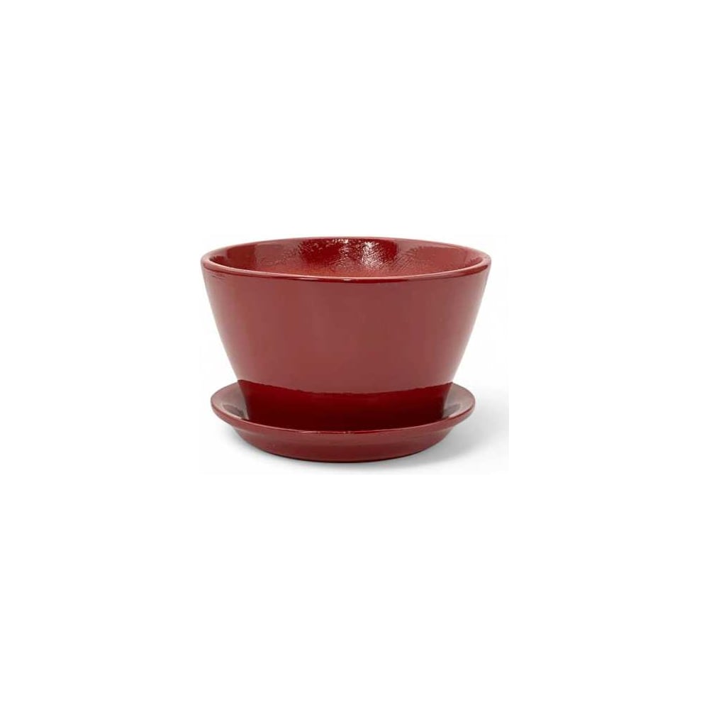 Изображение товара Горшок с поддоном Сады Аурики Беллита вишневый d12см H12см керамика