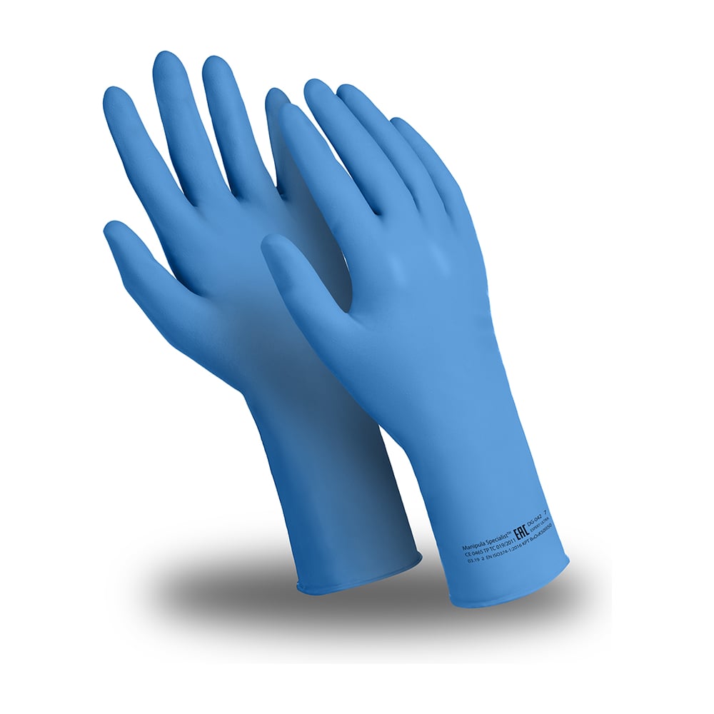 Изображение товара Перчатки нитриловые Manipula Specialist ЭКСПЕРТ, 10, бесшовные, текстурированные, синее исполнение