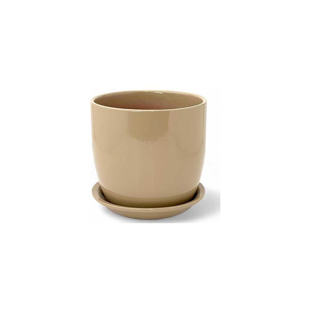 Изображение товара Горшок для растений с поддоном Верона капучино 15 см керамика