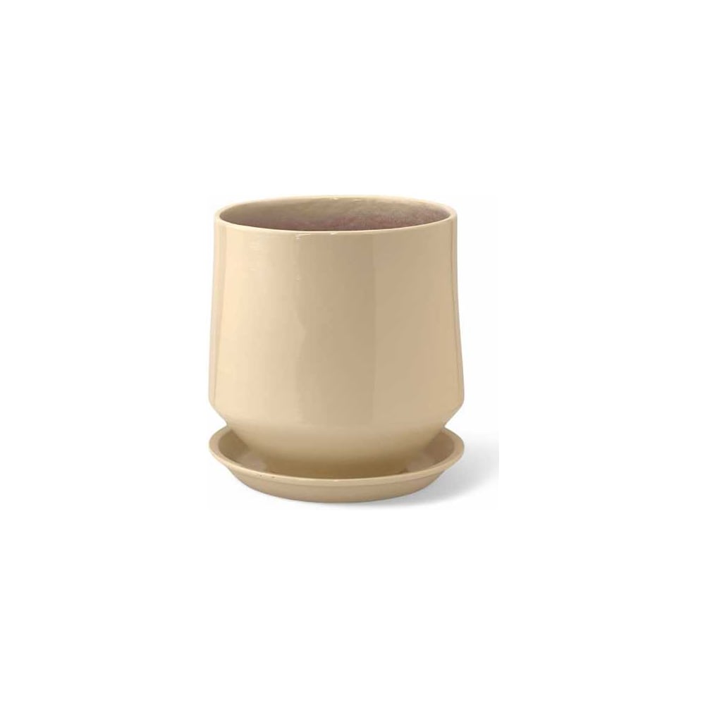 Изображение товара Горшок с поддоном Сады Аурики Виктория бежевый d13см высота 16см керамика глянец