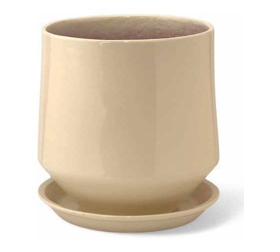 Изображение товара Горшок с поддоном Сады Аурики керамика, глянец, Виктория бежевый, d13см, h16см, 073993