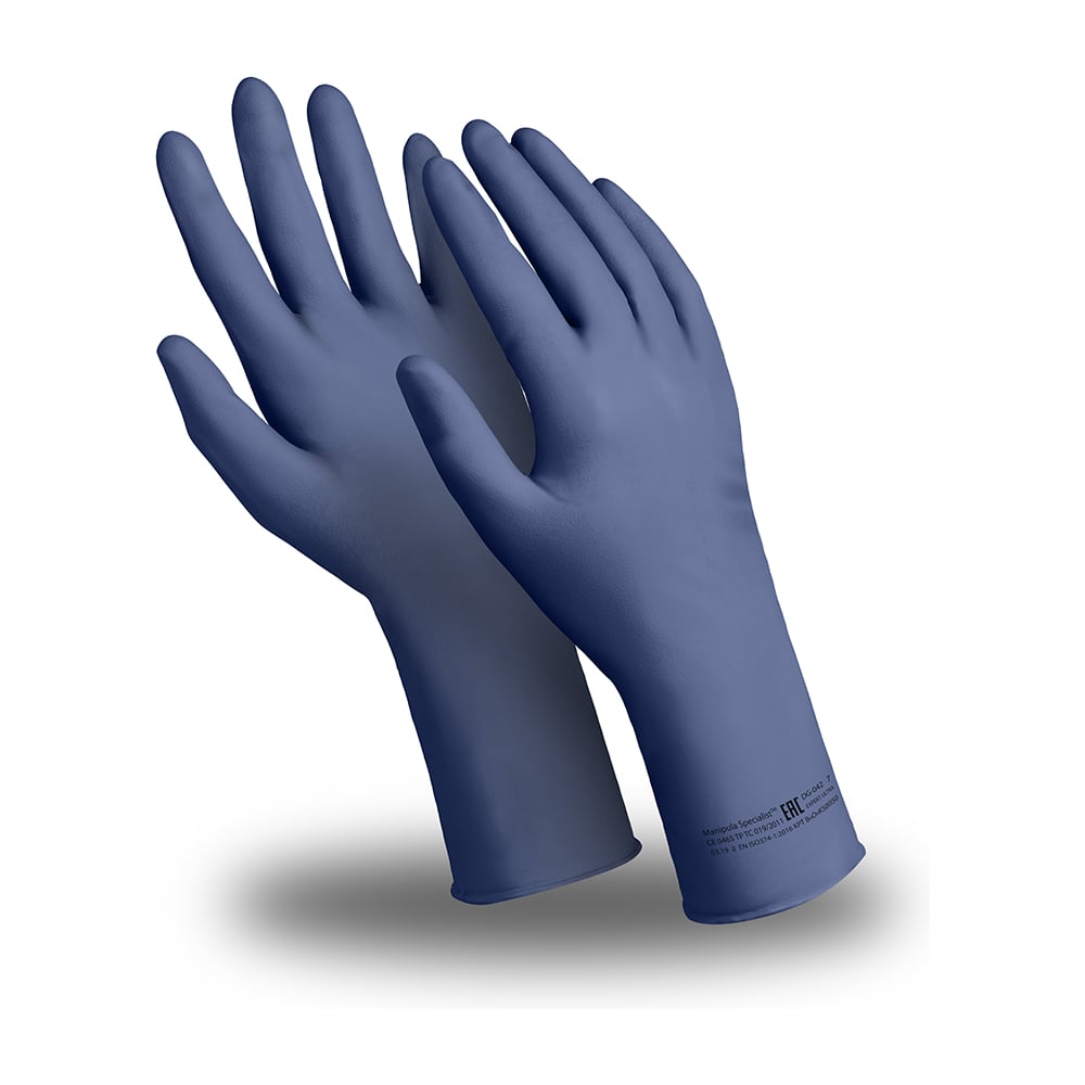 Изображение товара Перчатки Manipula Specialist ЭКСПЕРТ (DG-030), нитрил/неопрен, 0.23 мм, неопудренные, текстурированные, цвет синий (6), пар, Пер 627/6