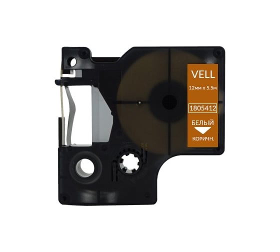 Изображение товара Лента Vell VL-D-1805412, винил, 12 мм x 5.5 м, белый на коричневом 374959
