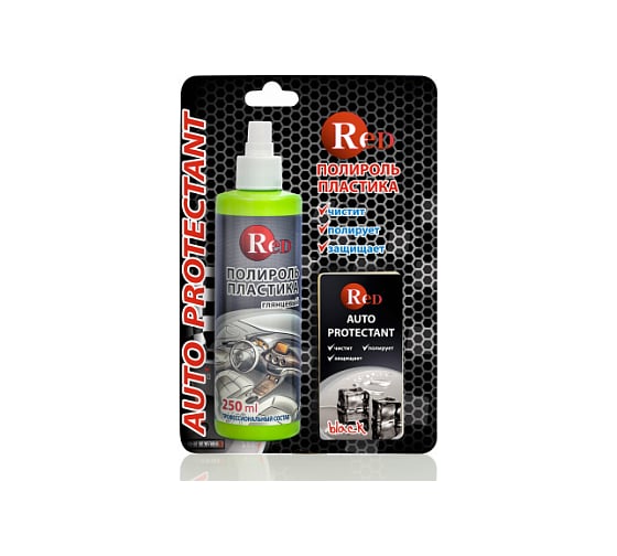 Изображение товара Полироль пластика RED глянцевый с губкой, черный лед 250мл R4253