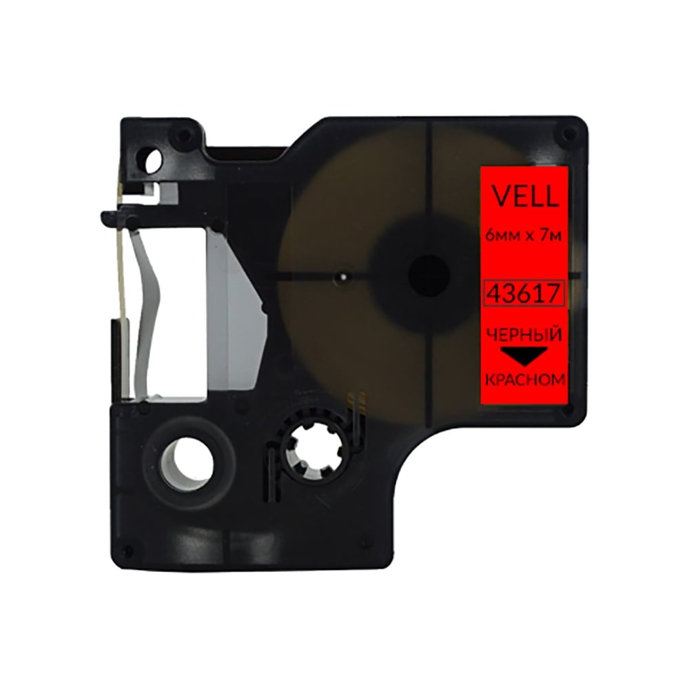 Изображение товара Лента Vell VL-D-43617 6 мм х 7 м для термотрансферной печати черный на красном