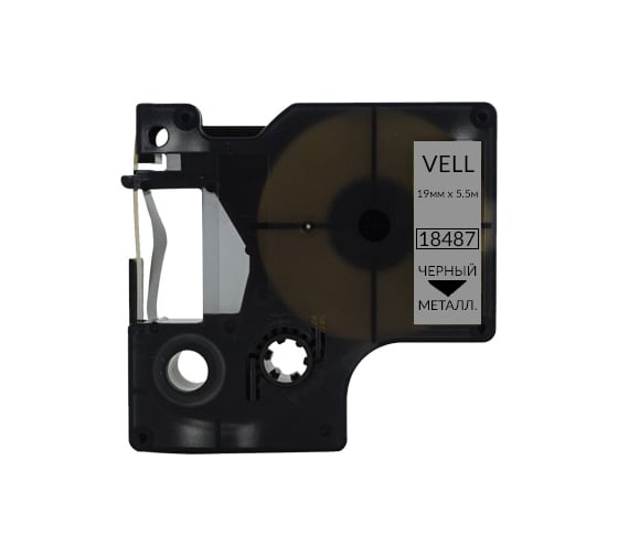 Изображение товара Лента Vell VL-D-S0718200/18487 (полиэстер, 19 мм x 5.5 м, черный на металлизированном) 375019
