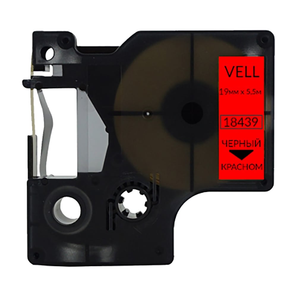 Лента Vell VL-D-S0718530/18439 (винил, 19 мм x 5.5 м, черный на красном) 345937