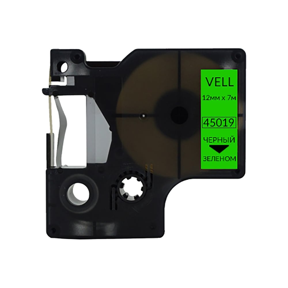 Изображение товара Лента Vell VL-D-S0720590/45019 черный на зеленом 12 мм х 7 м