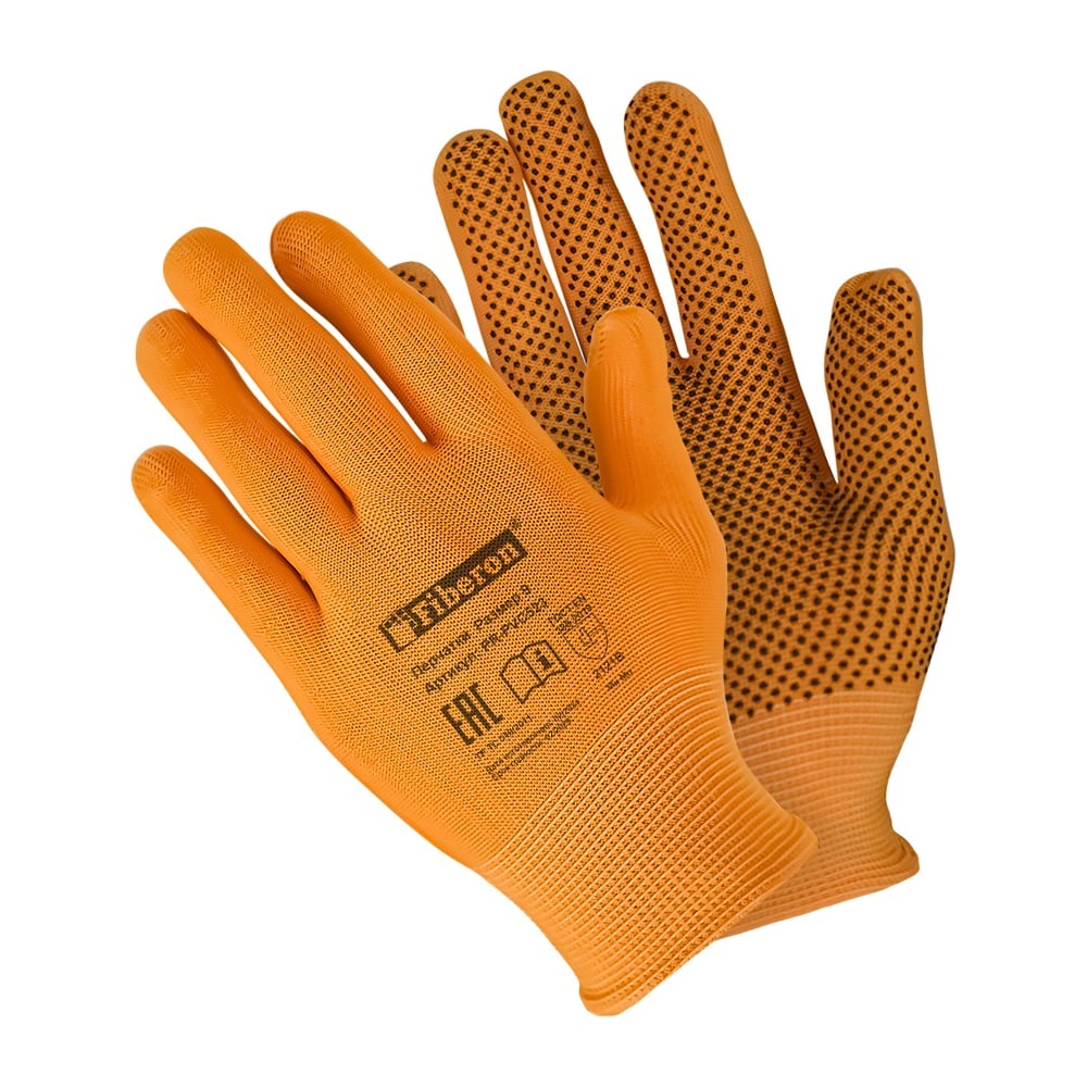 Изображение товара Перчатки садовые Fiberon PR-PVC523 Микроточка оранжевые 9 (L) 120 пар