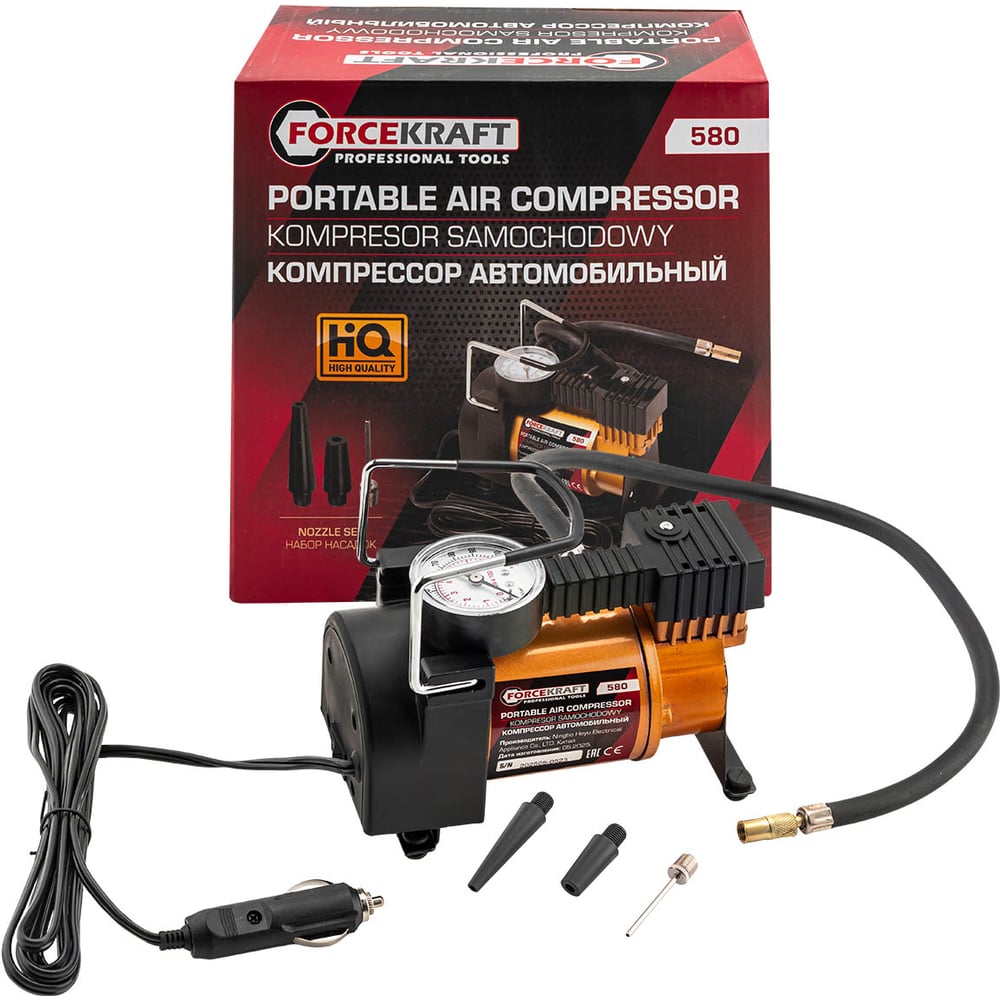Изображение товара Автомобильный компрессор Forcekraft FK-580 12V 30л/мин компактный для шин
