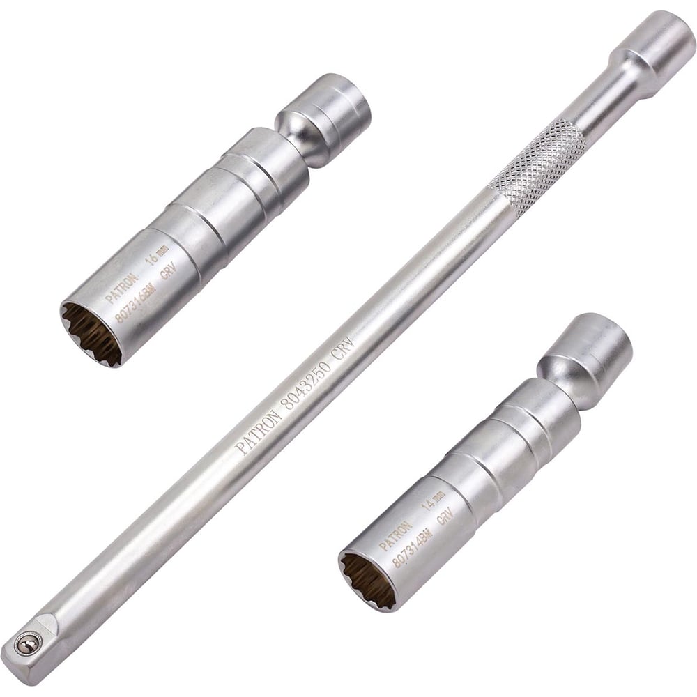 Изображение товара Набор торцевых головок Patron для свечей зажигания 3/8 12 граней P-H304S(62967)