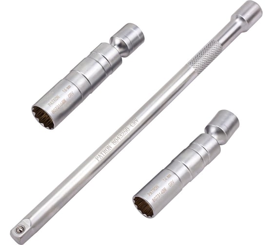 Изображение товара Набор торцевых головок Patron для свечей зажигания 3/8 12 граней P-H304S(62967)