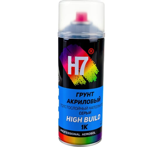 Изображение товара Акриловый грунт H7 High Build 1К толстослойный наполнитель, серый, аэрозоль, 520 мл 380327