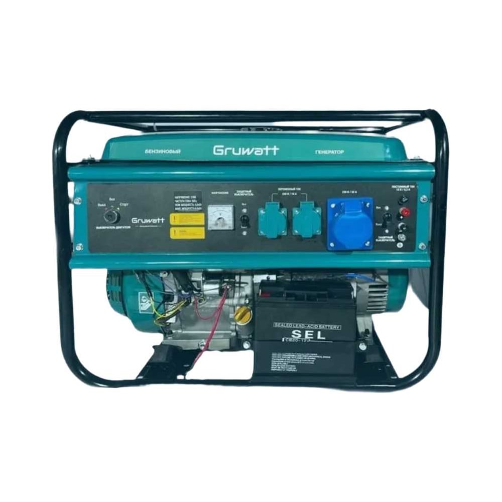 Изображение товара Генератор бензиновый GRUWATT GRS7500SB мощность 7.5 кВт с колесами и защитой IP21S