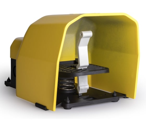 Изображение товара Педаль двойная Emas 2x1НО+1НЗ + 2x1НО+1НЗ, 2 скорости, с фиксацией, с защитным кожухом алюминий PDKA22GG12