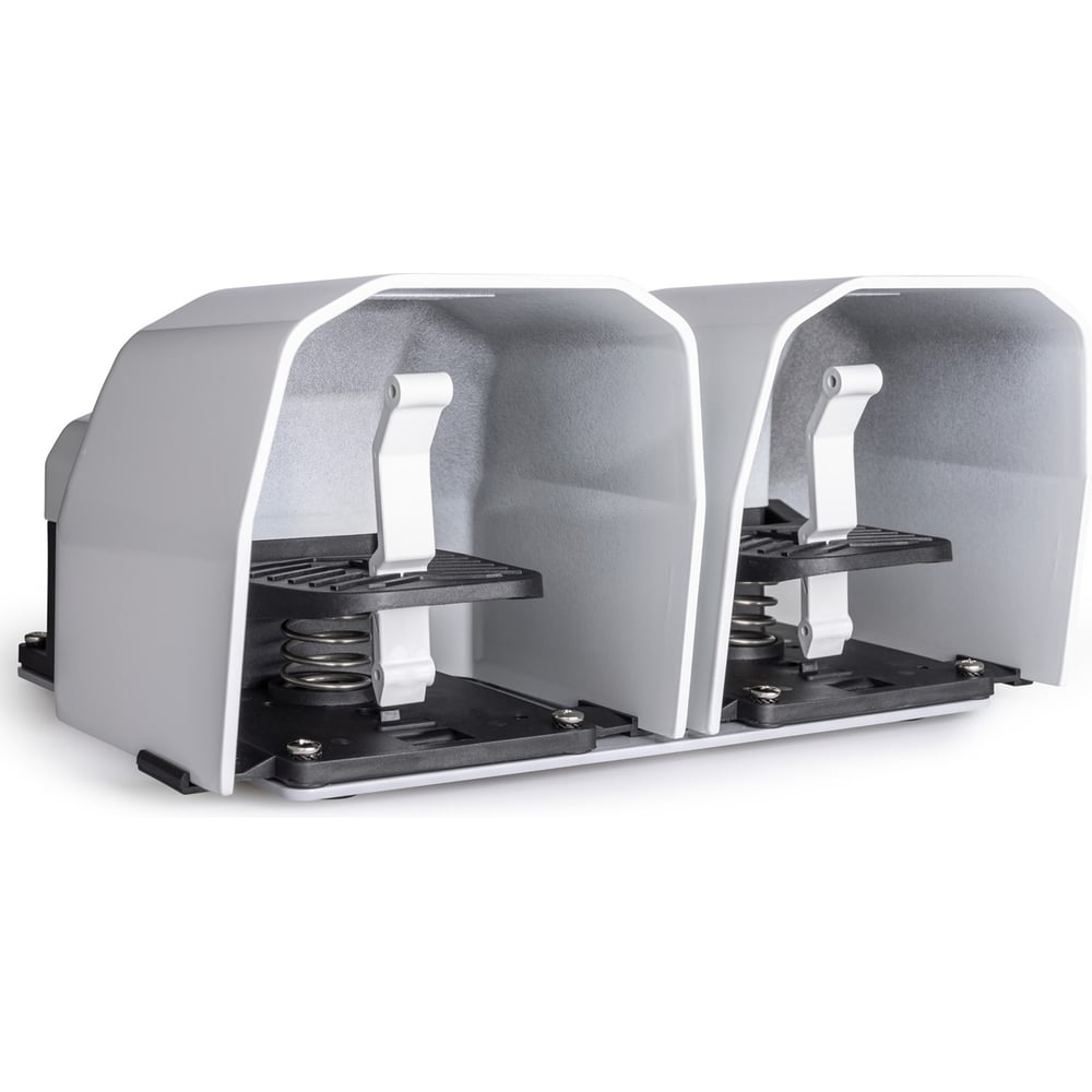 Изображение товара Педаль двойная Emas 2x1НО+1НЗ + 2x1НО+1НЗ с защитным кожухом алюминий серый