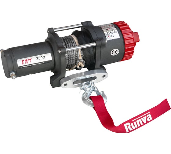 Изображение товара Электрическая лебёдка RUNVA 12V 3500A lbs 1588 кг синтетический трос EWT3500ASR