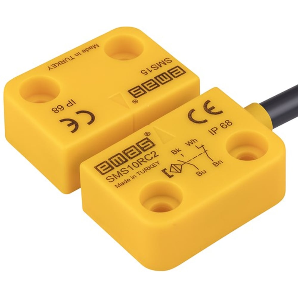 Изображение товара Магнитный датчик Emas 1НЗ+1НО IP68 с кабелем 2м и расстоянием срабатывания 5мм