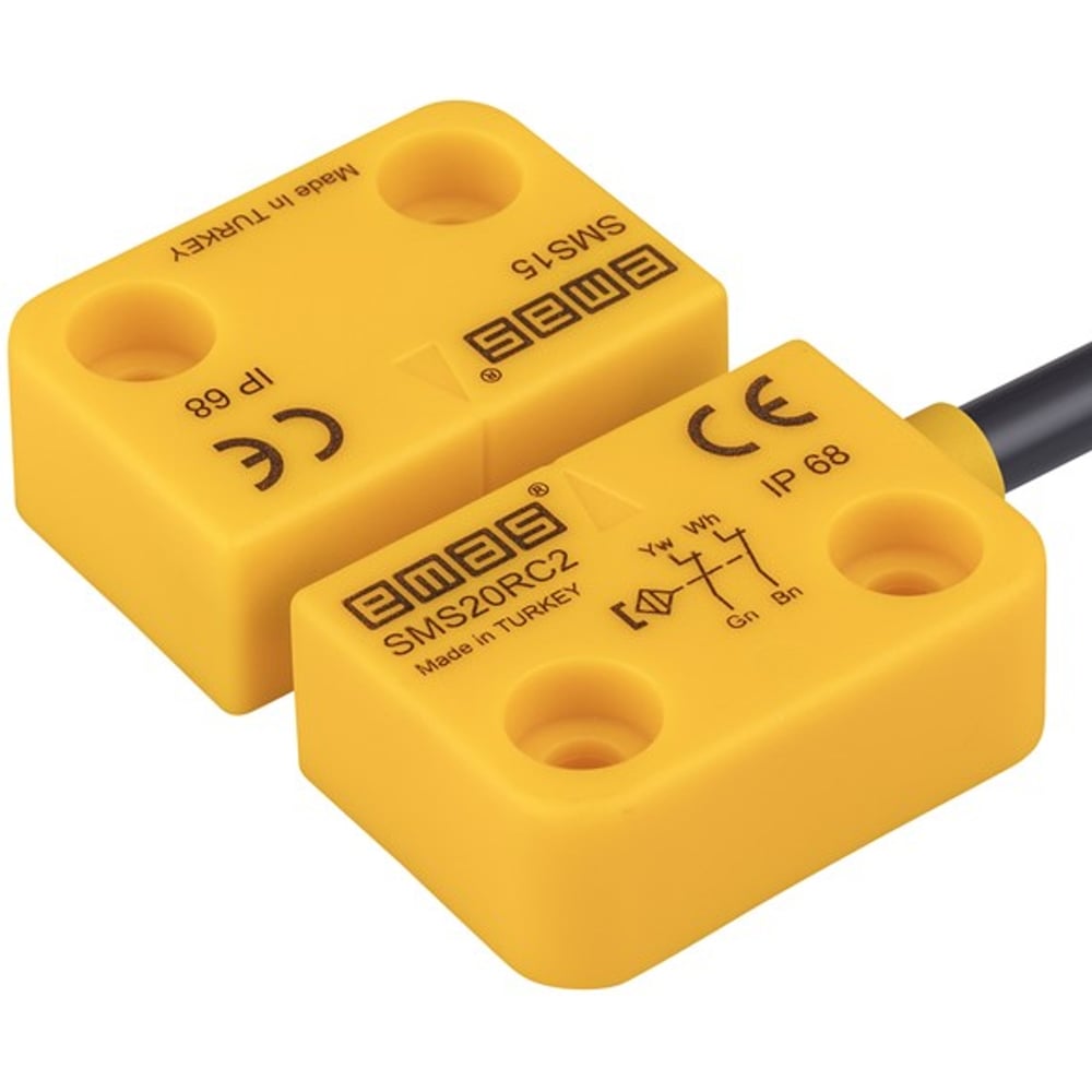 Изображение товара Магнитный датчик Emas 2НЗ, провод 2м, срабатывание 5 мм, IP68, SMS20RC2-S15