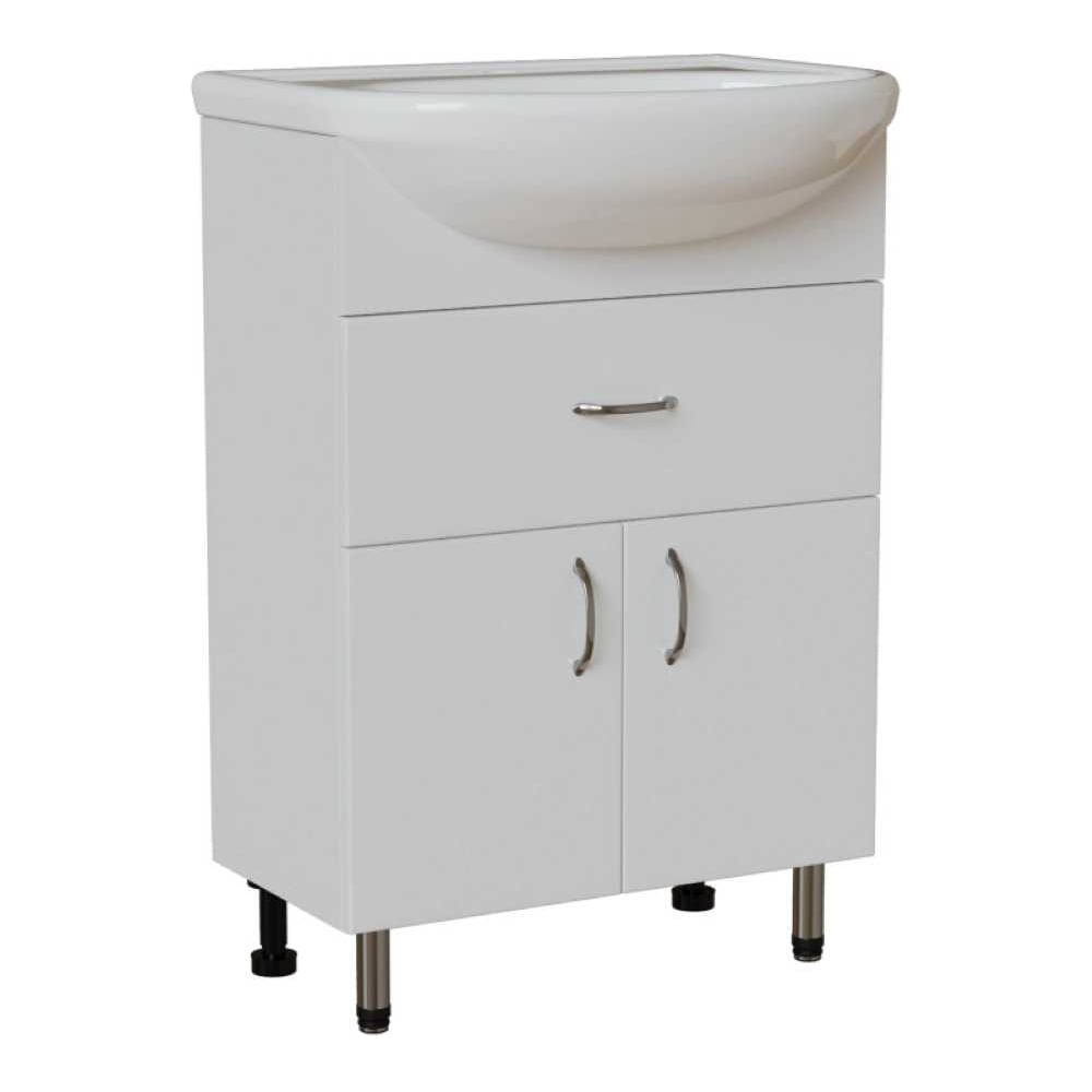 Изображение товара Тумба для ванной MIXLINE МИСТРАЛЬ-60 под раковину с ящиками и полками белая