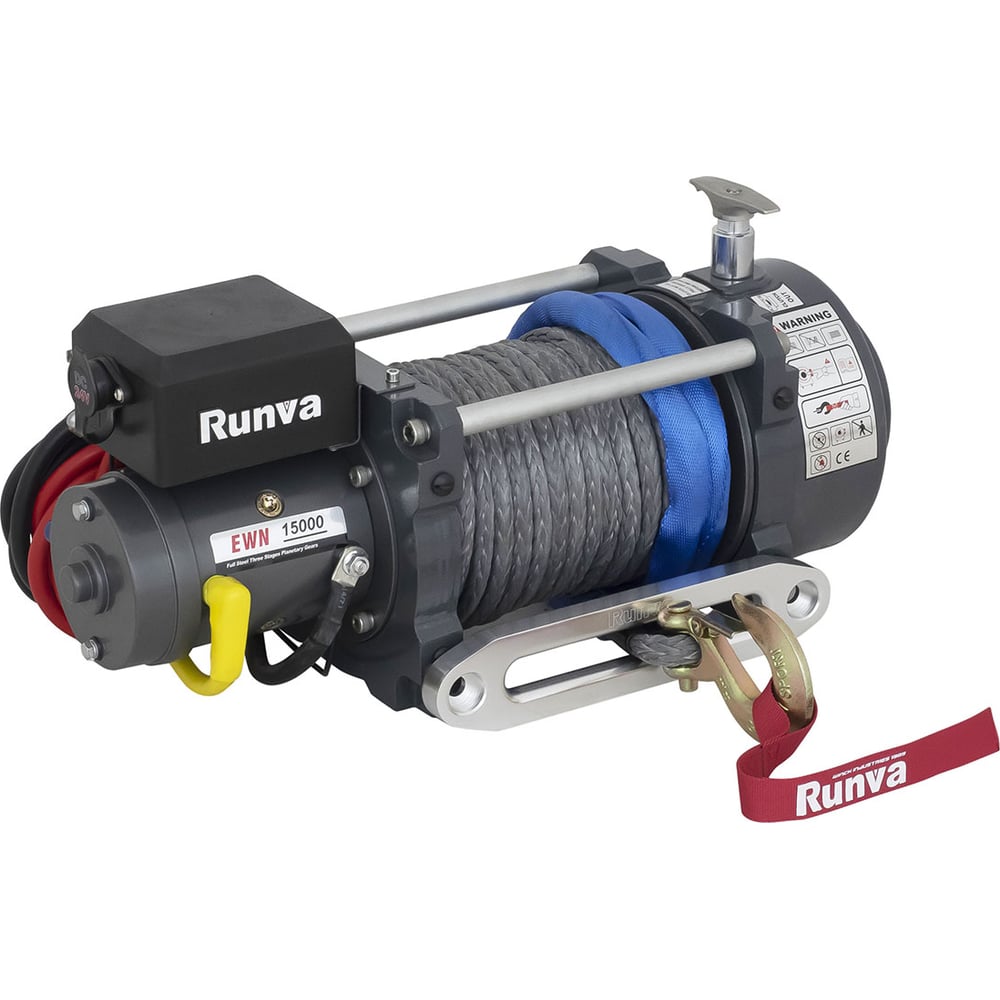 Изображение товара Индустриальная электрическая лебёдка RUNVA 12V 15000 lbs синтетический трос EWN15000USR