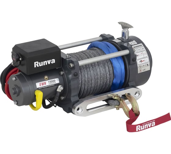 Изображение товара Электрическая лебёдка RUNVA индустриальная 12V 15000 lbs 6800 кг синтетический трос EWN15000USR